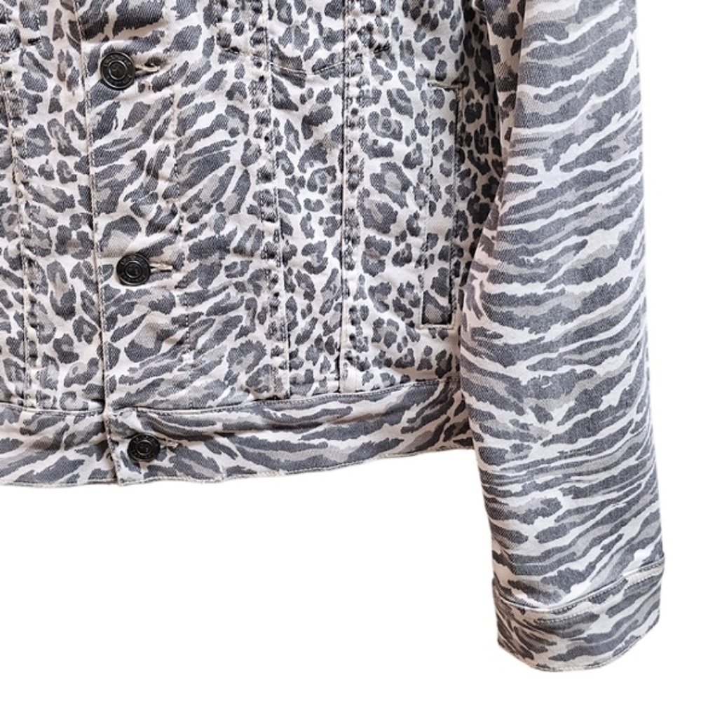 Current/Elliot Cheetah Print Button Up Denim Jacket Size Small Relaxed Fit - Picture 8 of 10